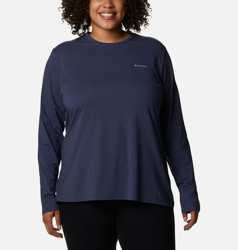 Tricouri Columbia Sun Trek Long Sleeve Dama Bleumarin | Plus Size AS81SAZ0Q